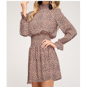 She + Sky Black Patterned Long Sleeve Dress